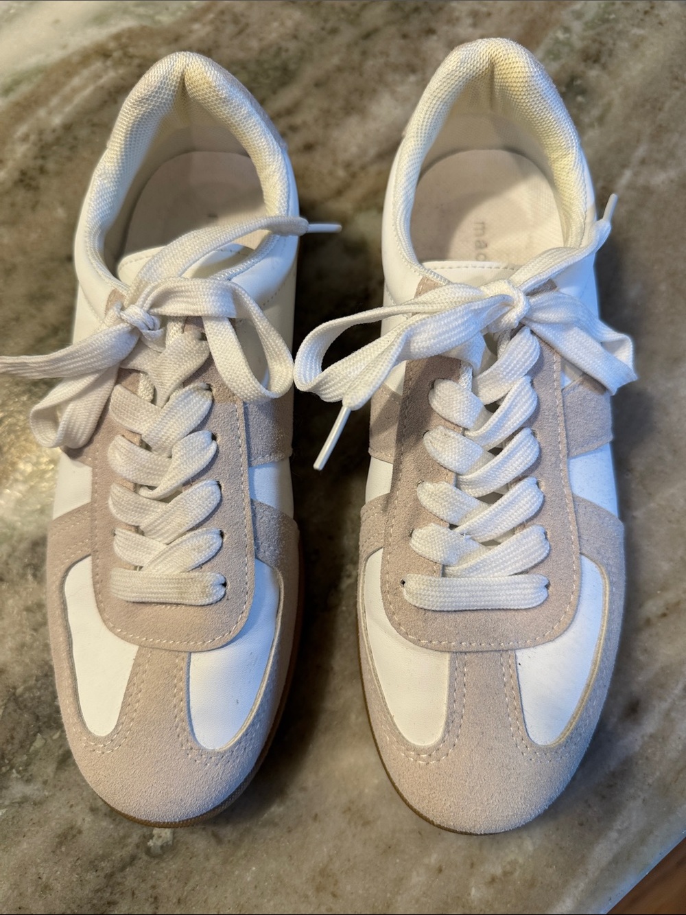 Madden Girl Women's White & Taupe Lace-Up Casual Sneakers